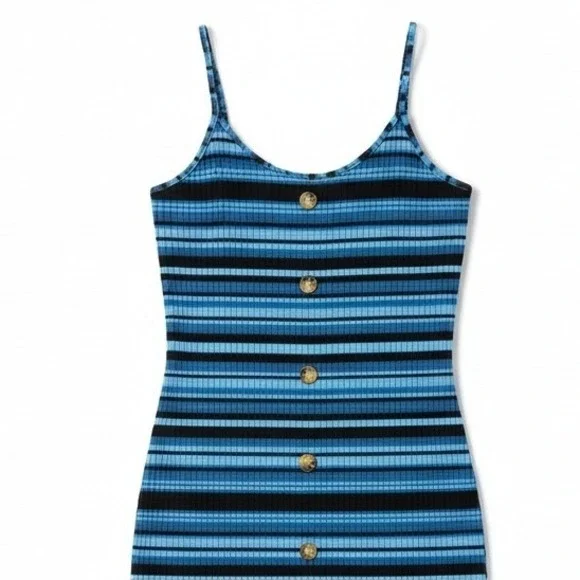 No Boundaries Womens Dress Size XL‎ (16-18) Teal Striped Button-Front Casual - Picture 5 of 10